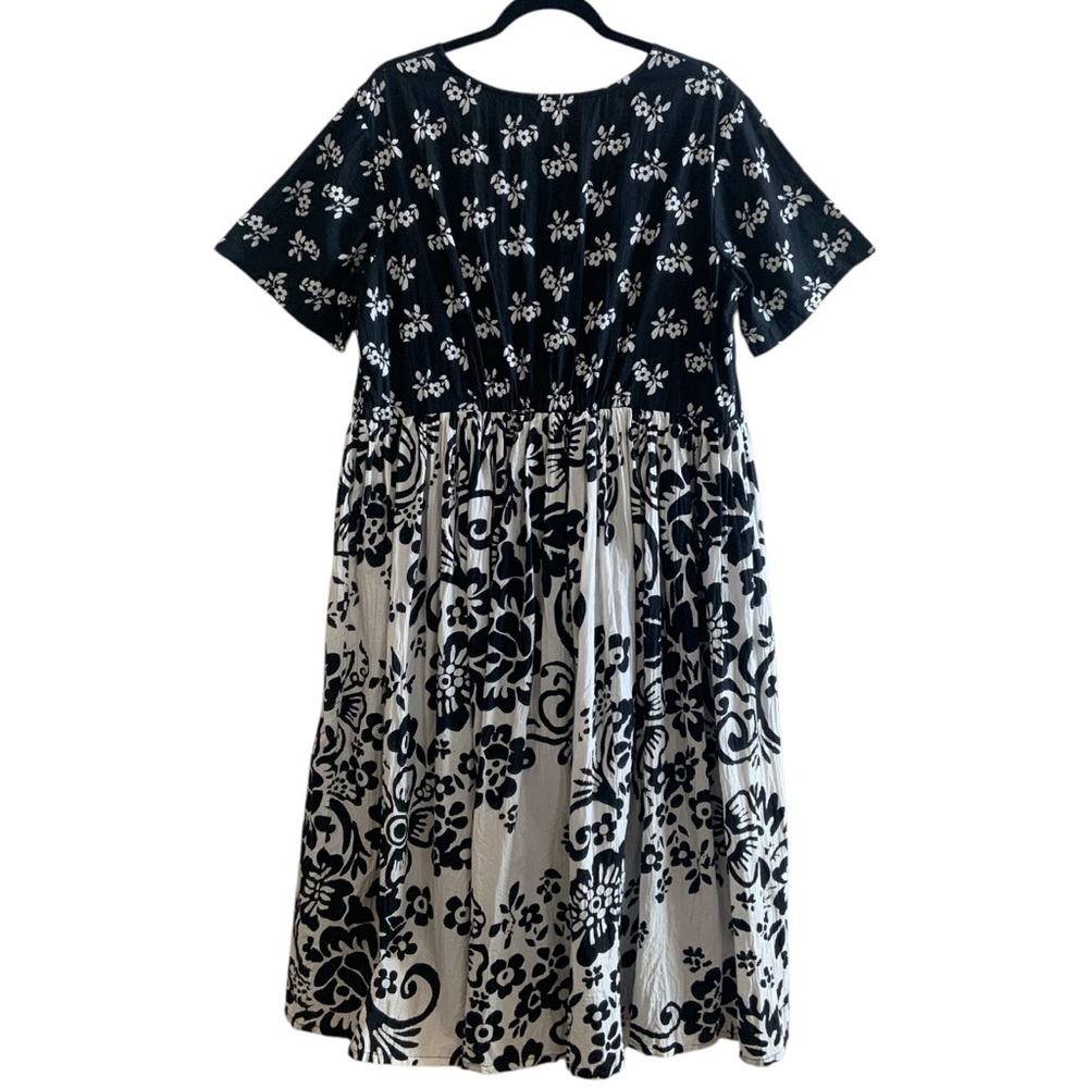 Vintage 90’s Phool Black White Wallpaper Print Cotton Dress Women’s Size XLarge - Picture 10 of 16